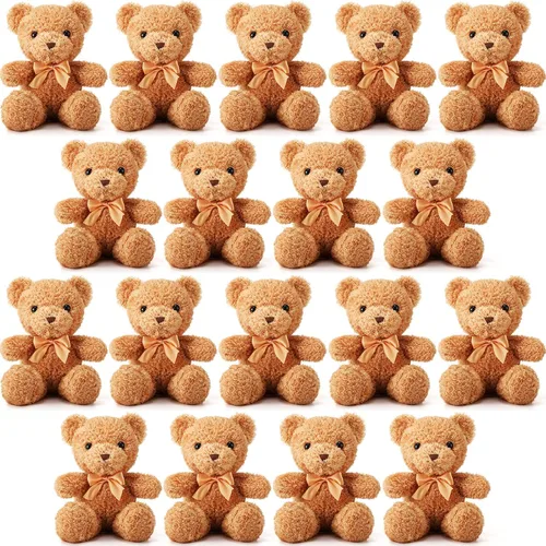 HyDren 18 piezas de animales de peluche de oso a granel de 12 pulgadas, muñecos de oso de peluche suave con lazos, pequeño juguete de peluche para
