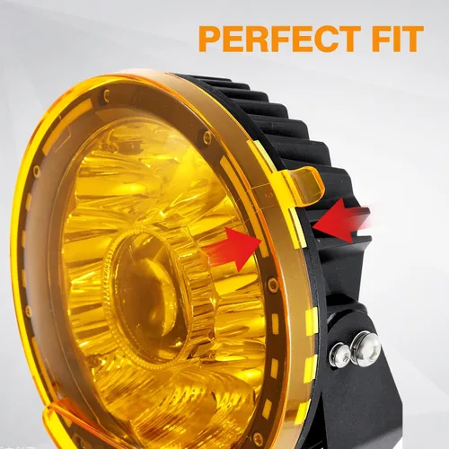Miniatura 6 de Auxbeam Cubierta de luz todoterreno de 7 pulgadas, cubiertas protectoras redondas ámbar, lente de policarbonato de plástico amarillo para conducción
