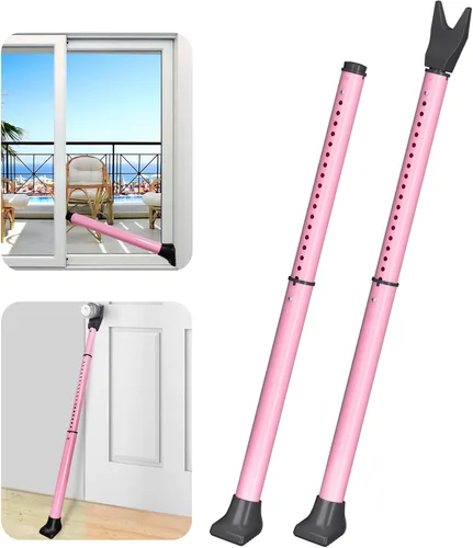 Miniatura 11 de AceMining Barra de seguridad para puerta mejorada y barra de patio deslizante, topes resistentes ajustables para el hogar, apartamento, viajes Blanco