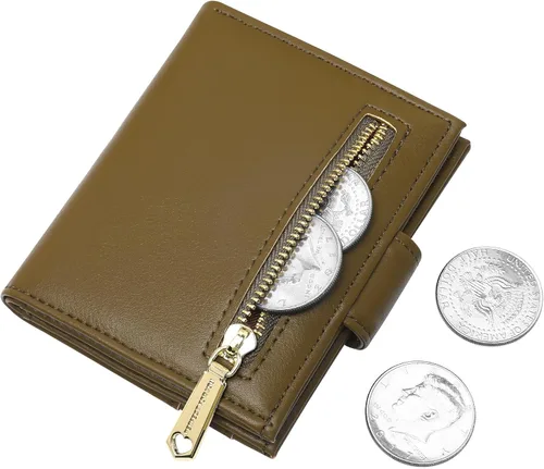 Miniatura 5 de GEEAD - Carteras pequeñas para mujer, diseño delgado plegable con tarjetero, monedero con cremallera minimalista, Verde militar, Minimalista