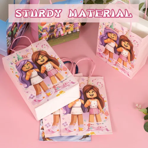 Miniatura 5 de Kauai Sun 16 bolsas de fiesta temática de juegos, cuatro diseños únicos, bolsas de regalo para niñas y niños, bloques para niños, suministros