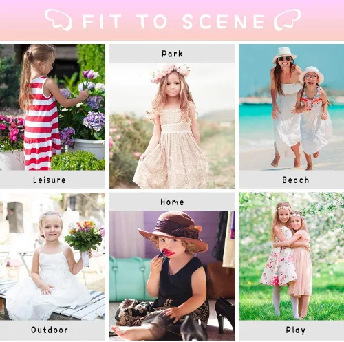 Miniatura 5 de uideazone Vestido sin mangas para niñas, cuello redondo, estampado floral, vestido casual para fiesta en casa, playa, 4-12 años