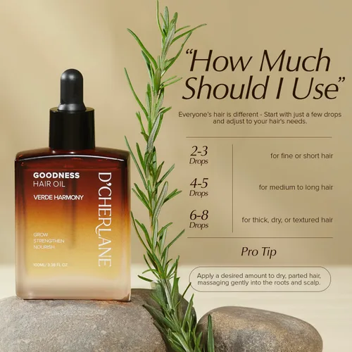 Miniatura 6 de Aceite para el crecimiento del cabello D'Cherlane – Tratamiento para el cuero cabelludo con romero, argán, coco y aceite de ricino orgánico