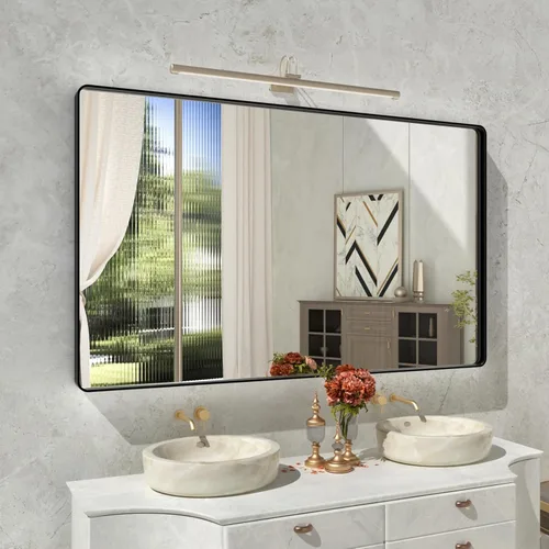 Miniatura 32 de Espejo de baño LED de 72 x 36 pulgadas, retroiluminado y frontal iluminado, espejo de tocador grande iluminado con luces, antiniebla, regulable