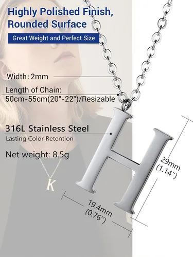 Miniatura 4 de PROSTEEL Collares con inicial para mujer, chapado en oronegro, acero inoxidable 316 A-Z, joyería con nombre, ajustable de 20 a 22 pulgadas, viene
