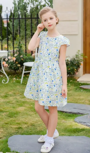 Miniatura 2 de SMILING PINKER Vestidos de verano para niñas pequeñas, de algodón, sin mangas, mariposa
