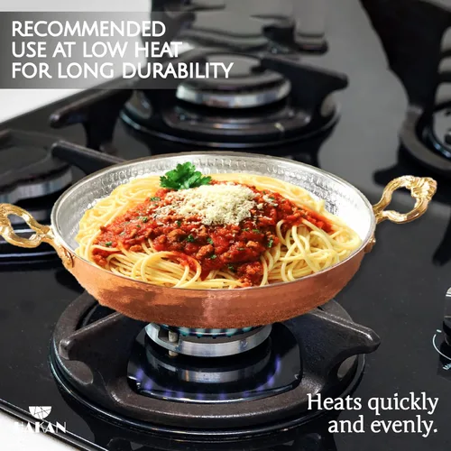 Miniatura 4 de Hakan Sartén de Cobre para Huevos para Cocinar Sartén Pequeña Hecha a Mano Sartén Martillada con Asas Dobles para Tortilla Utensilios