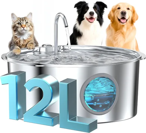 Miniatura 11 de Fuente de agua para mascotas para perros grandes: fuente de agua de metal para perros, fuentes silenciosas para gatos grandes para beber, fuente