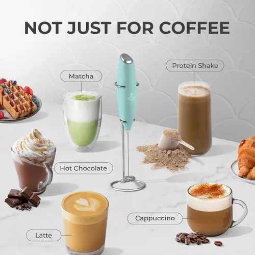 Miniatura 559 de Zulay Milk Boss Espumador de leche potente manual, hace espuma para latte, batidor para mezclar bebidas, café, miniespumador para capuchino, frappé