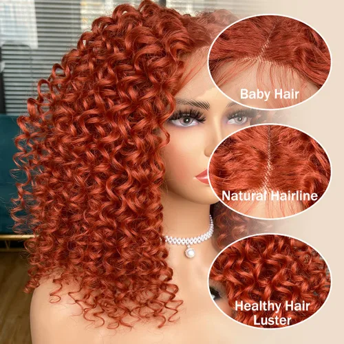 Miniatura 5 de Pelucas rizadas con encaje frontal para mujeres negras, peluca de encaje frontal corta y rizada prearrancada con abuelitos, aspecto natural, afro