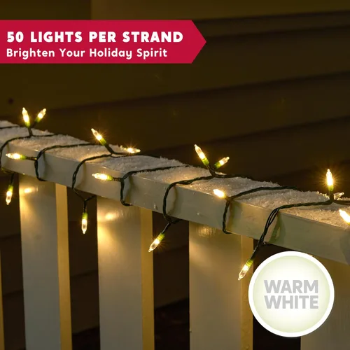 Miniatura 3 de Joiedomi Guirnalda de luces LED de Navidad, 2 x 50 unidades, 31.4 pies, funciona con pilas, con 8 modos, cable verde multifunción para decoración