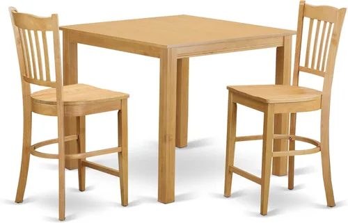Miniatura 6 de East West Furniture CFGR5-OAK-W - Juego de mesa de comedor de 5 piezas de altura para mostrador de cocina, incluye una mesa de comedor cuadrada y 4