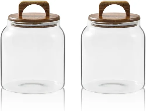 Sweejar Tarros de cristal para organización del cuarto de lavandería, contenedor de cápsulas de lavandería de medio galón, tarros de almacenamiento