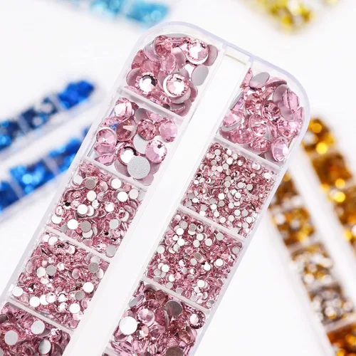 Miniatura 3 de Dowarm 2650 unidades de pegamento de diamantes de imitación de cristal con parte trasera plana, 6 tamaños de 0.059 in, 0.079 in, 0.110 in, 0.189 in