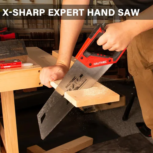 Miniatura 6 de HAUTMEC X-Sharp HT0295 - Sierra de mano profesional de 14 pulgadas, sierra de mano pequeña de corte transversal de 12 TPI con dientes de triple