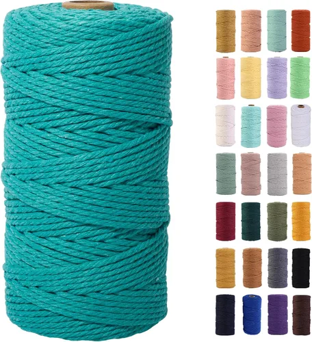 Miniatura 41 de Cordón de macramé gris rosado de 0.118 in x 109 yardas, cuerda de algodón colorido de algodón suave para colgar en la pared, colgar plantas