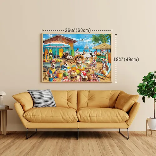 Miniatura 8 de BenBen Rompecabezas para adultos de 1000 piezas, perros en la playa, divertidos rompecabezas de perro con letras en la parte posterior, rompecabezas
