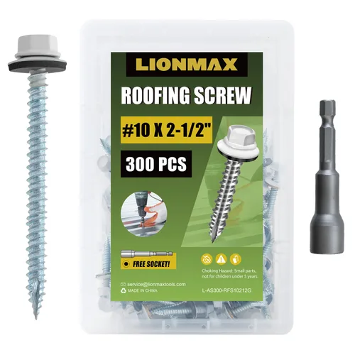 Miniatura 26 de LIONMAX 300 piezas de tornillos para techos de metal #10 × 1 pulgada, revestimiento antioxidante, cabeza hexagonal, tornillo de chapa metálica