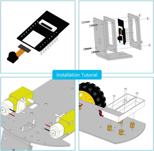 Miniatura 3 de LAFVIN 2WD Smart Robot Car Kit ESP32 Kit de inicio de cámara con tutorial compatible con Arduino IDE