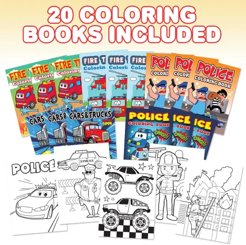 Miniatura 2 de ArtCreativity Libros para colorear de policía y bomberos para niños, juego de 20 cuadernos de colores pequeños de 5 x 7 pulgadas en varios diseños