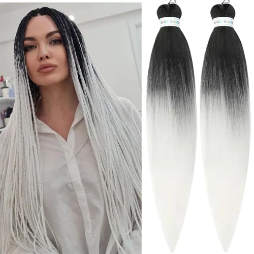 Miniatura 13 de Cabello trenzado preestirado rosa magenta, extensiones de cabello sintético de color rosa para trenzas, no tóxico, hipoalergénico