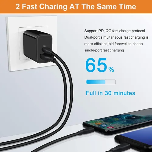 Miniatura 2 de Cargador USB tipo C de 20 W, cargador de carga rápida para Samsung Galaxy A17/A16/A07/S25FE/S25 Ultra/S25 Negro