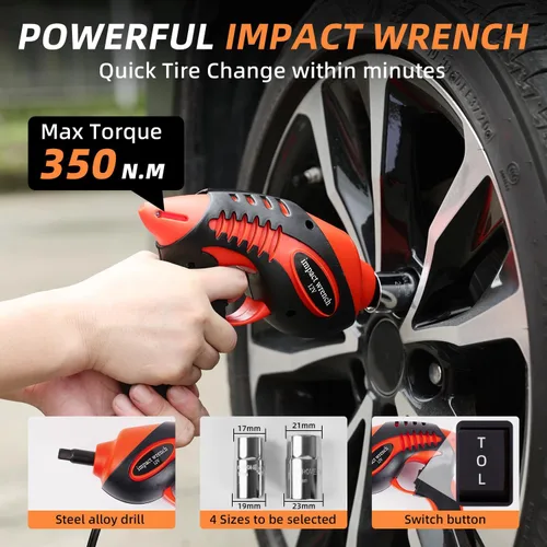Miniatura 4 de STANDTALL Kit de gato eléctrico para coche de 5 toneladas y 12 V, elevador automático para automóvil con llave de impacto y bomba de inflado