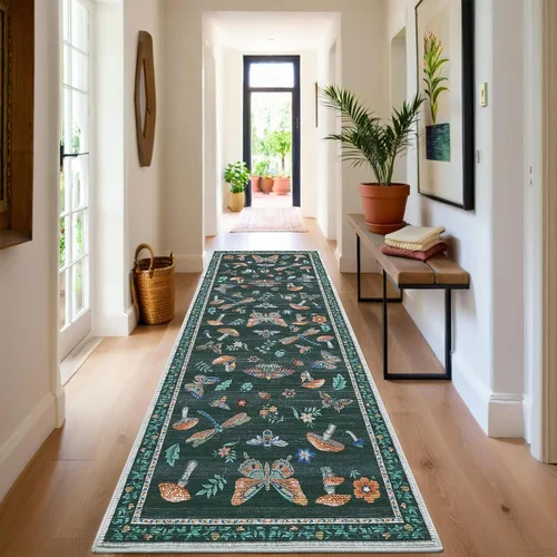 Miniatura 28 de ROYHOME - Alfombra con diseño de hongos e insectos, para pasillos, cocina o baño, antideslizante, lavable, suave, larga, 2 x 6, beige