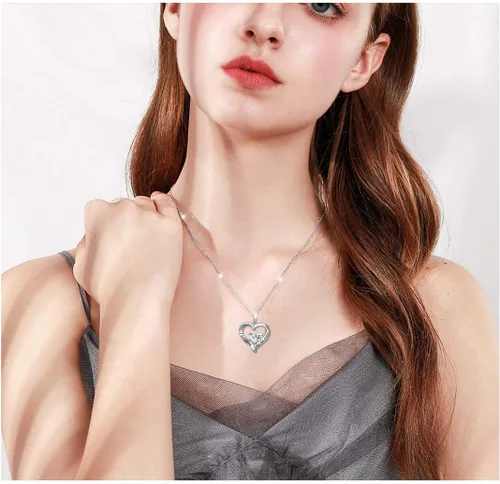 Miniatura 5 de Collar con colgante de corazón de nutria marina de plata de ley 925 para mujer