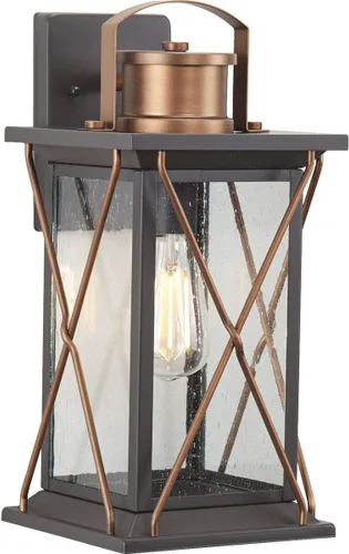 Miniatura 17 de Progress Lighting Barlowe Collection - Farol de pared pequeña de cristal transparente con semillas para exteriores, 13 x 6.5 x 6.5 pulgadas, bronce