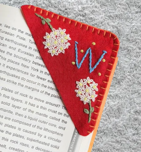 Miniatura 56 de Marcapáginas de esquina bordadas a mano personalizadas, Marcadores para mujeres, Marcador personalizado para los amantes de los libros, lindo Verde