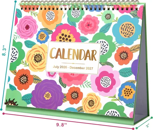 Miniatura 6 de Calendario de escritorio 2026-2027, calendario de escritorio 2026-2027, julio de 2026 a diciembre de 2027, 9.8 x 8.3 pulgadas, calendario superior