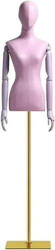 Miniatura 14 de Maniquí de forma de vestido femenino, torso de maniquí de cuerpo de poliuretano con soporte de metal ajustable en altura, brazos de madera, cuerpo