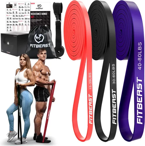FitBeast Resistance Bands Set, Pull Up Assist Bands for Strength Training, Powerlifting, Muscle Toning, Yoga, Mobility Exercises, Rehabilitation,