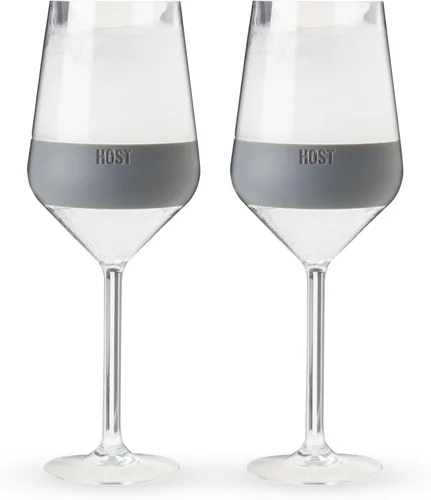 Host Wine Freeze Copas de Vino con Tallo de Doble Pared Vasos de Enfriamiento para Congelador con Gel de Enfriamiento Activo y Agarre de Silicona