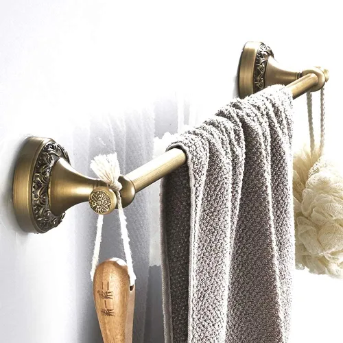 Miniatura 3 de BATHSIR Juego de toalleros de latón antiguo, accesorios de baño ajustables que incluyen soporte para toallas expandible, soporte para papel