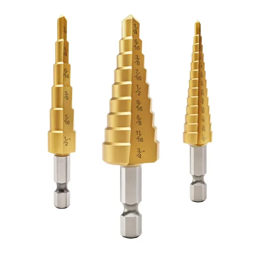 Miniatura 9 de Juego de brocas de 5 piezas, 50 tamaños, con revestimiento de titanio HSS para metal, acero inoxidable, aluminio, hierro, madera y plástico
