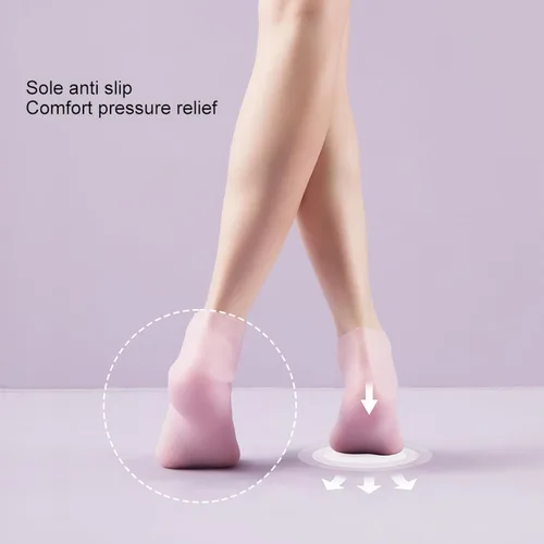 Miniatura 3 de Juego de 2 pares de calcetines hidratantes para spa de gel de silicona para piel seca y agrietada, calcetines de silicona para pies secos