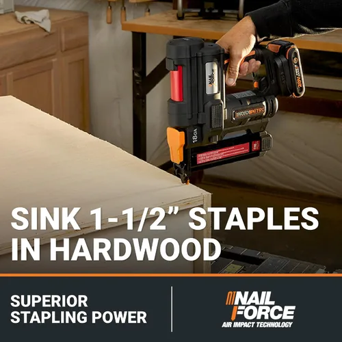 Miniatura 2 de Worx Nitro - Grapadora inalámbrica de corona estrecha de calibre 18 de 20 V, pistola de grapas inalámbrica que dispara hasta 80 grapas/minuto