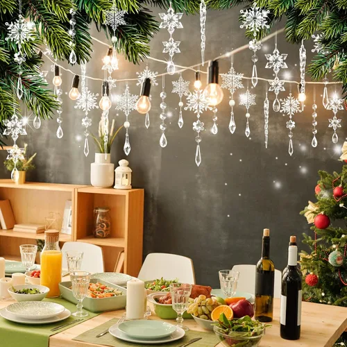 Miniatura 2 de 20 adornos de árbol de cristal, decoraciones de árbol de Navidad, adornos de cristal de copo de nieve, adorno de Navidad acrílico colgante, gota