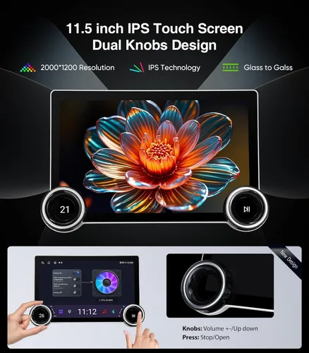 Miniatura 5 de para Ford F150/250 Radio 2009-2014 CarPlay inalámbrico Android Auto 11.5" Mandos duales Pantalla táctil QLED Estéreo de coche Control