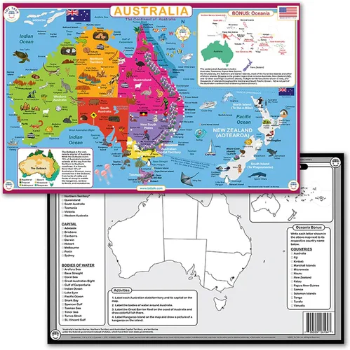 Miniatura 15 de Tot Talk Map of Africa Kids - Mantel individual educativo para niños, colección Part of Our World con actividades en la parte posterior, manteles