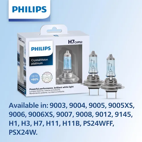 Miniatura 6 de Philips Automotive Lighting 9004 CrystalVision Platinum - Bombilla para faros delanteros de repuesto de calidad superior, color blanco brillante, se