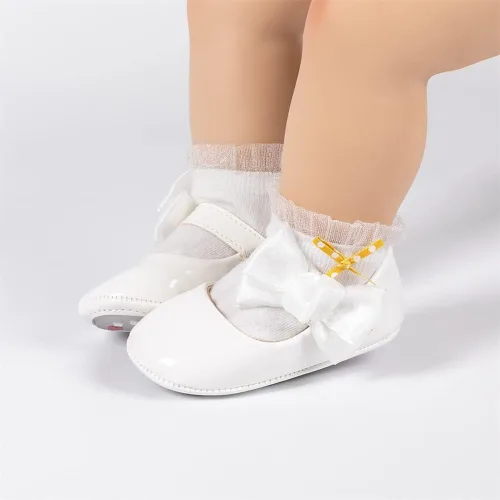 Miniatura 3 de Miamooi Zapatos de vestir de boda para bebés y niñas, zapatos de ballet con lazo de princesa Mary Jane, zapatos planos para primeros pasos, zapatos