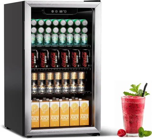 Miniatura 7 de Erivess - Refrigerador compacto para bebidas, 24 latas/0.9 pies cúbicos con puerta frontal de vidrio para refrescos, cerveza o vino, refrigerador