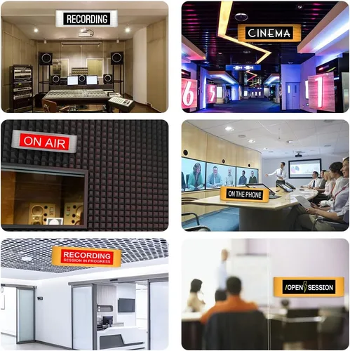 Miniatura 6 de Señal de advertencia de grabación de luz de neón para estación de radio de estudio, oficina o decoración del hogar, diferentes modos de iluminación