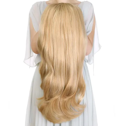 Miniatura 18 de Extensiones de cabello sintético ondulado de 24 pulgadas con clip para media cabeza atada, de alta calidad, fibras japonesas premium para mujer, 11#