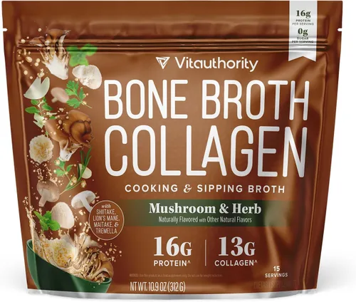 Miniatura 9 de Vitauthority Caldo de Huesos de Colágeno Sabor Delicioso a Pollo con Fideos - Lleno de 16g de Proteína y Tipos I, II, III - Nutre la Piel