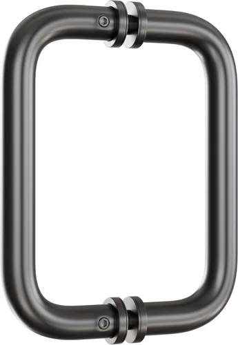 Miniatura 14 de Ranbo Manija tubular de puerta de ducha CTC negra mate de 8 pulgadas, acero inoxidable 304 de 1/4 a 1/2 pulgadas de grosor y puertas de madera