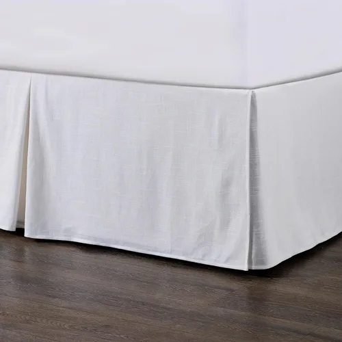 Miniatura 9 de HiEnd Accents Hera - Falda de cama de lino a medida, tamaño súper Queen, color liso rubor, romántica y elegante estilo costero tradicional